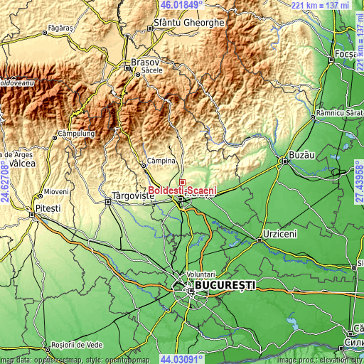 Topographic map of Boldeşti-Scăeni