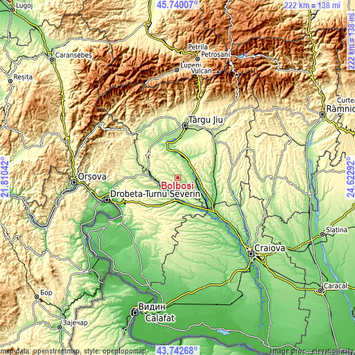 Topographic map of Bolboşi
