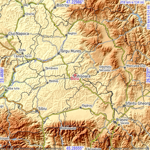 Topographic map of Boiu