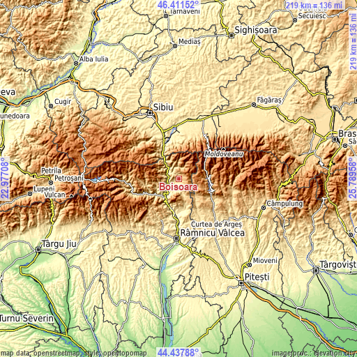 Topographic map of Boişoara