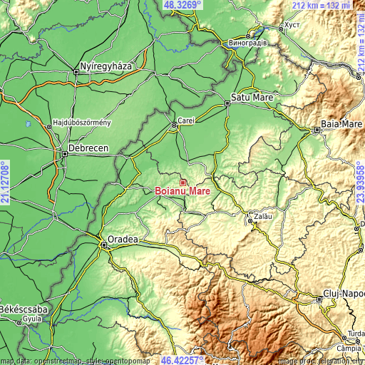 Topographic map of Boianu Mare