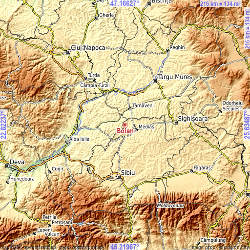 Topographic map of Boian