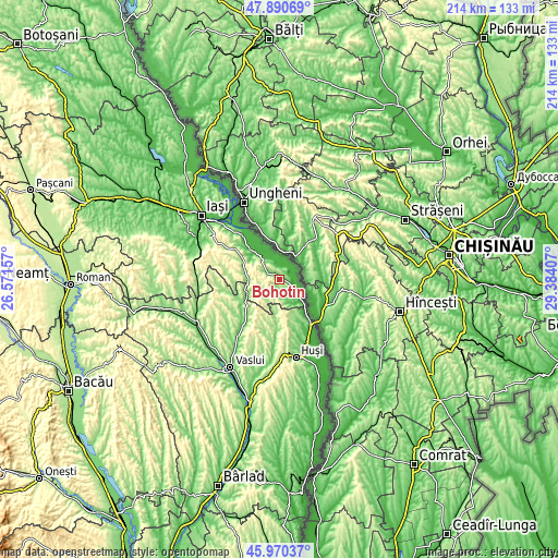 Topographic map of Bohotin