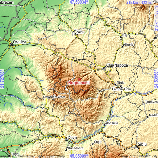 Topographic map of Bogdăneşti