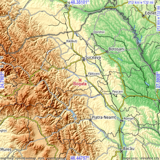 Topographic map of Bogata