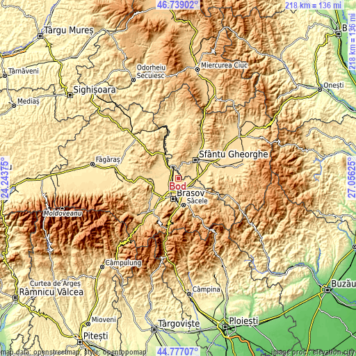 Topographic map of Bod