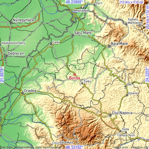 Topographic map of Bocşa