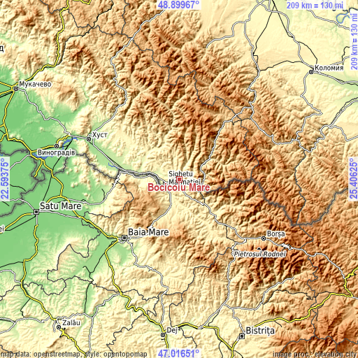 Topographic map of Bocicoiu Mare