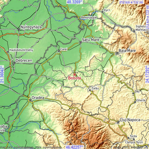 Topographic map of Bobota