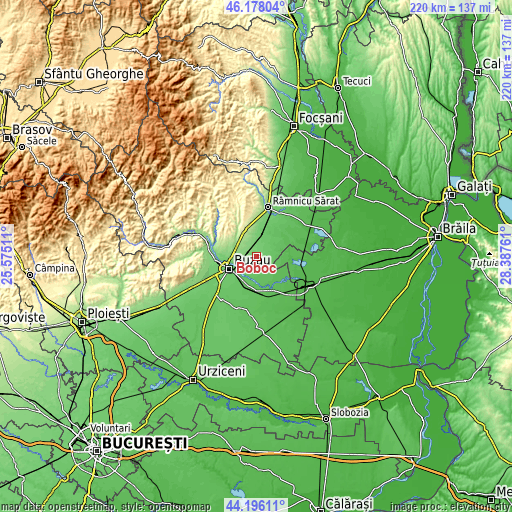 Topographic map of Boboc