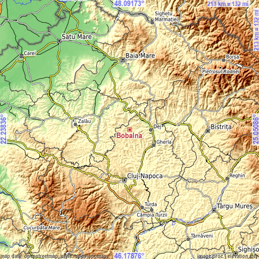 Topographic map of Bobâlna