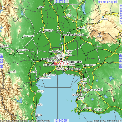 Topographic map of Bang Sue