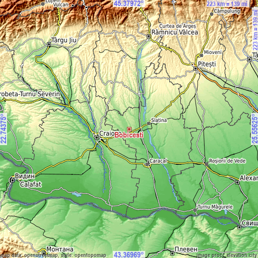 Topographic map of Bobiceşti
