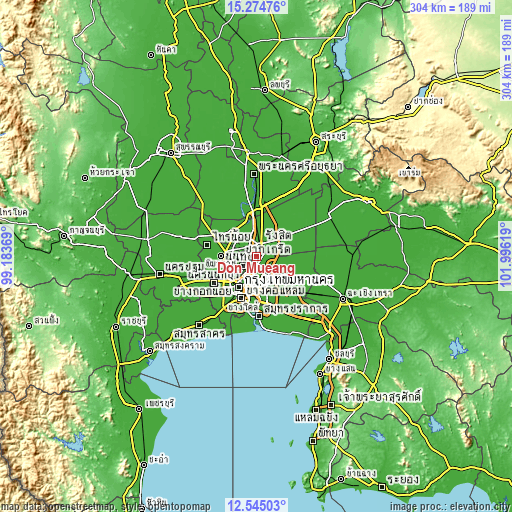 Topographic map of Don Mueang