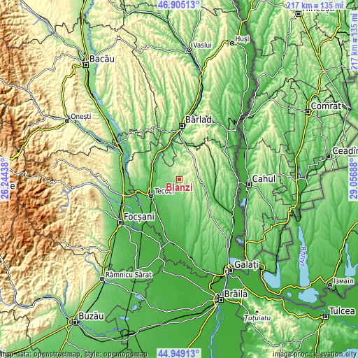 Topographic map of Blânzi