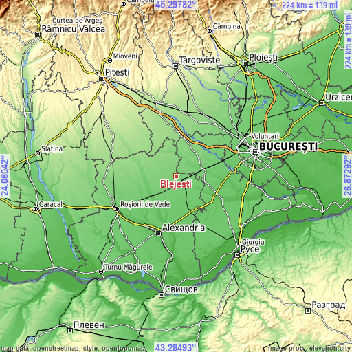 Topographic map of Blejeşti