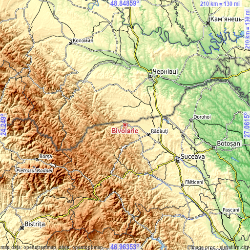 Topographic map of Bivolărie