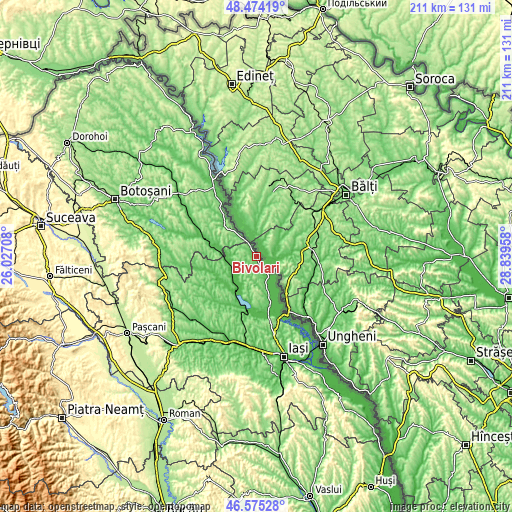 Topographic map of Bivolari