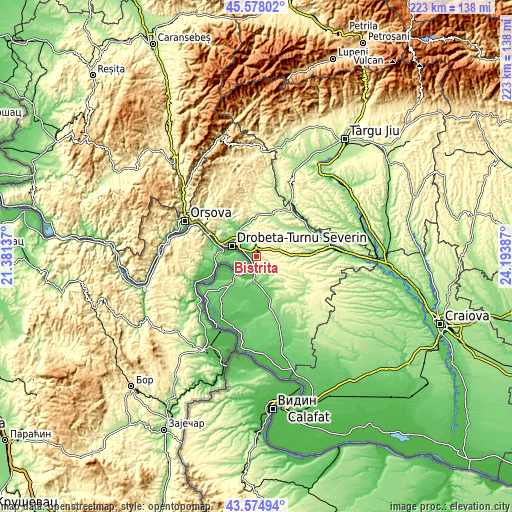 Topographic map of Bistrița