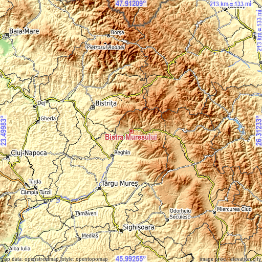 Topographic map of Bistra Mureșului