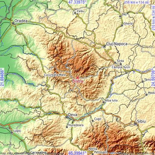 Topographic map of Bistra