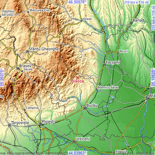 Topographic map of Bisoca