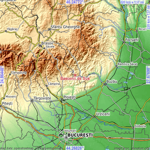 Topographic map of Bâscenii de Sus