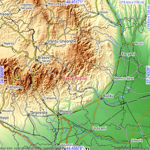 Topographic map of Bâsca Rozilei