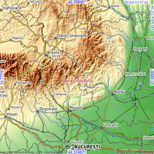 Topographic map of Bâsca Chiojdului