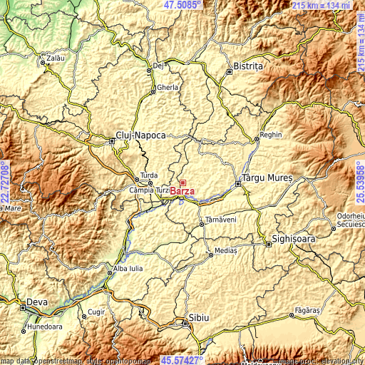 Topographic map of Bârza