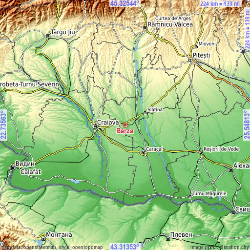 Topographic map of Bârza