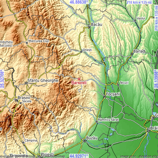 Topographic map of Bârseşti