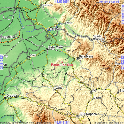 Topographic map of Bârsău de Sus