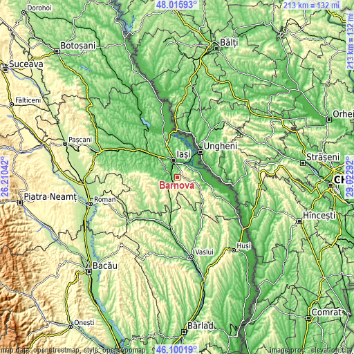 Topographic map of Bârnova