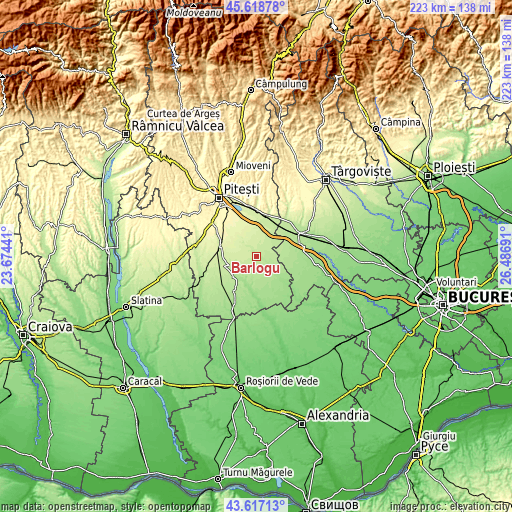 Topographic map of Bârlogu