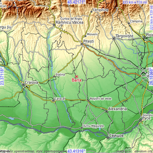 Topographic map of Bârla