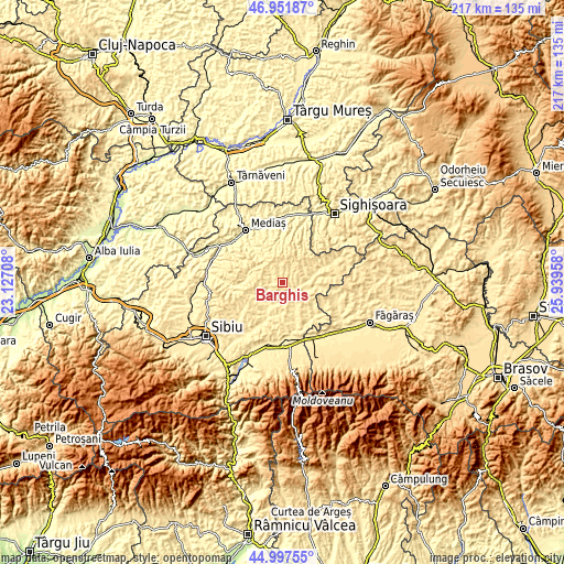 Topographic map of Bârghiş