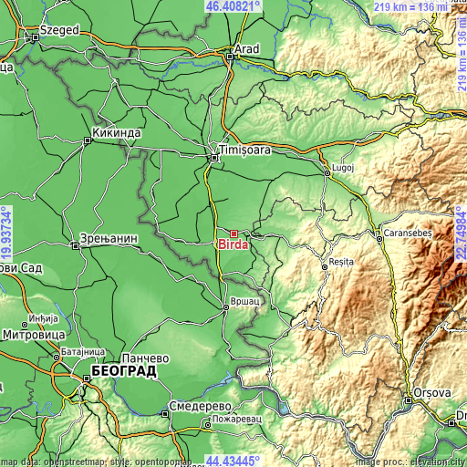 Topographic map of Birda