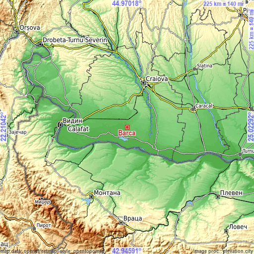 Topographic map of Bârca