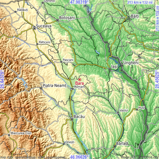 Topographic map of Bâra