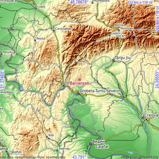 Topographic map of Bâlvăneşti