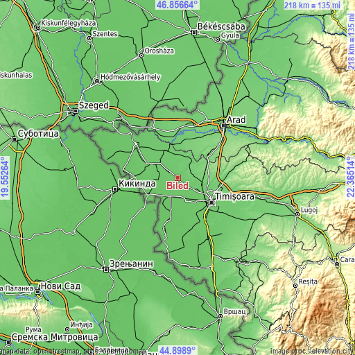 Topographic map of Biled