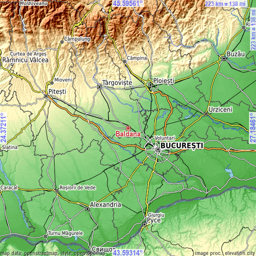 Topographic map of Bâldana