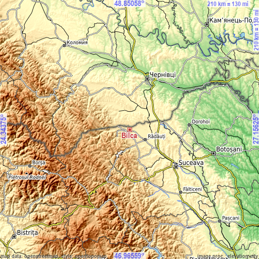 Topographic map of Bilca