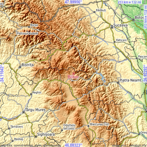 Topographic map of Bilbor