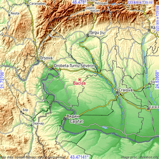 Topographic map of Bâcleș