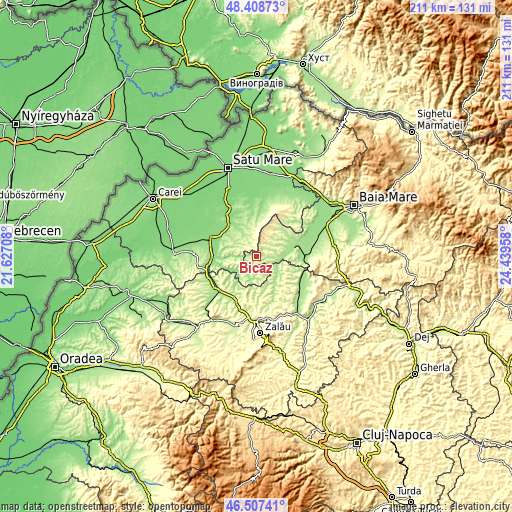 Topographic map of Bicaz