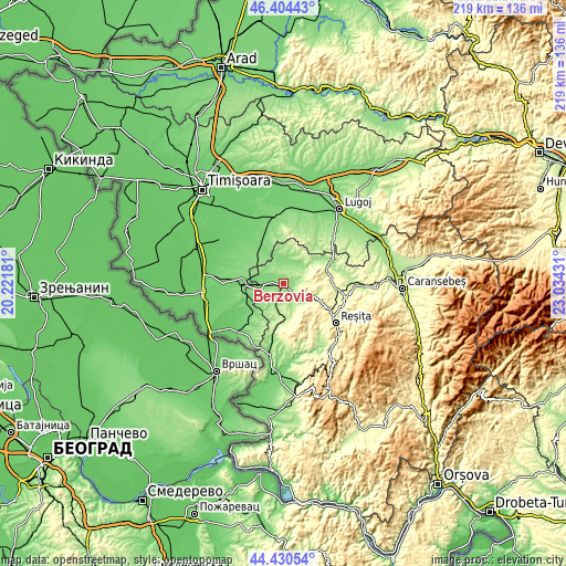 Topographic map of Berzovia