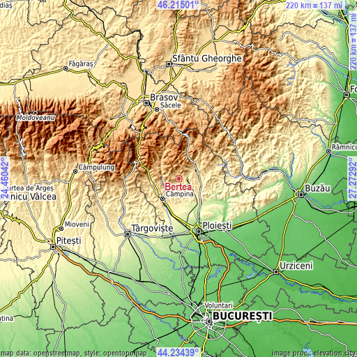 Topographic map of Bertea