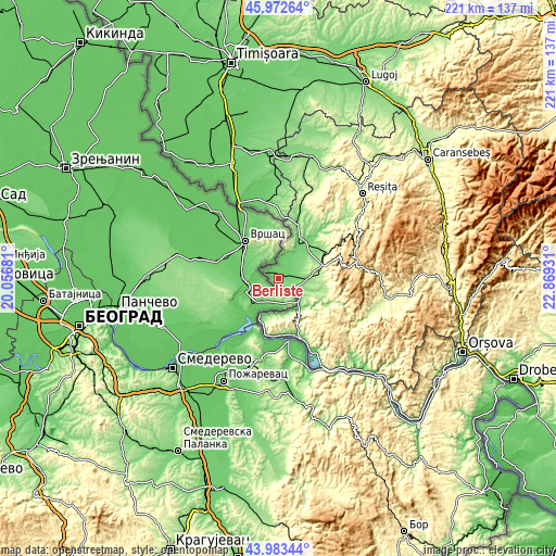 Topographic map of Berlişte